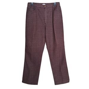 Tweans Wear Chocolate Brown Brushed Cotton Pants Jacquard Pattern Stretch EU42